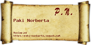 Paki Norberta névjegykártya